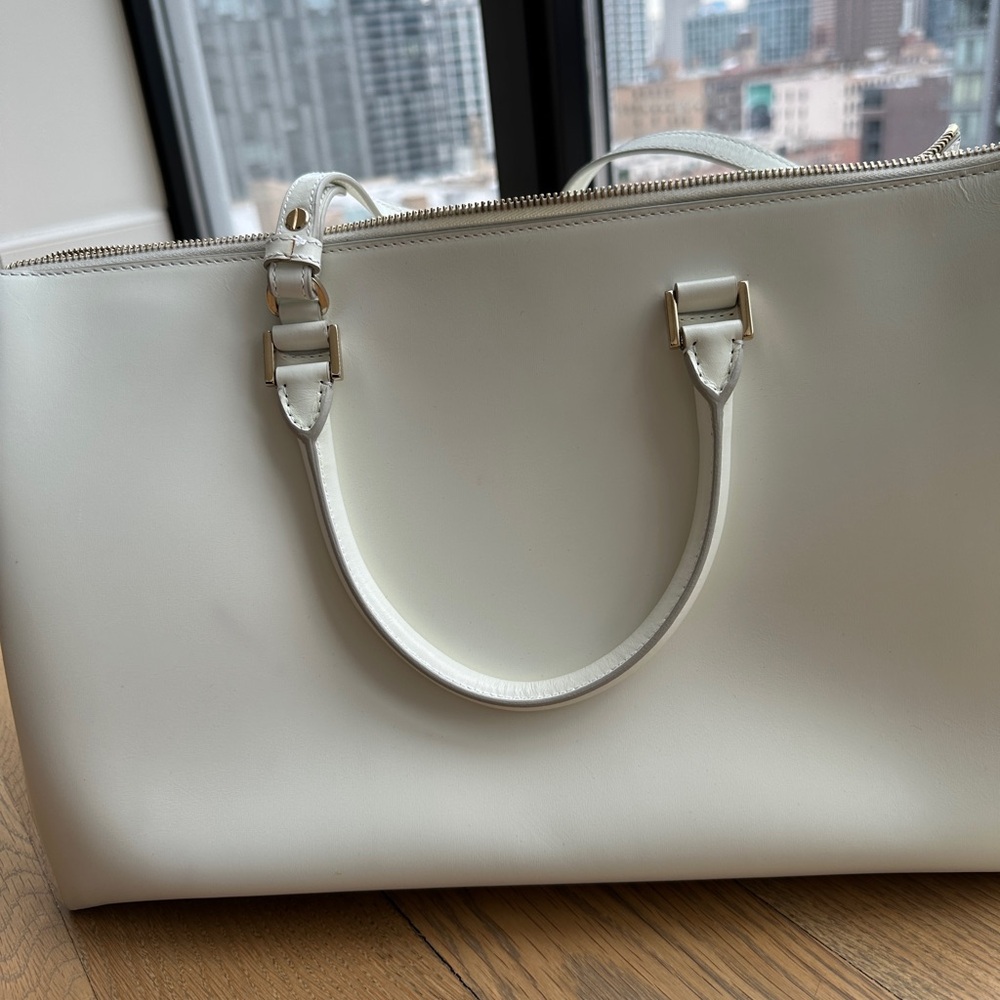 Jill sander white ostrich  Leather Tote Bag used once - Picture 3 of 6